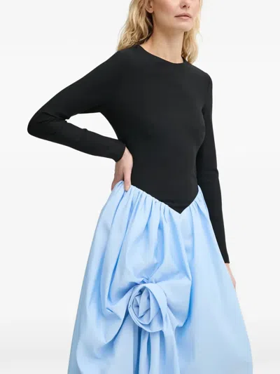 Sleeper Long-sleeve Floral Maxi Dress In Blue