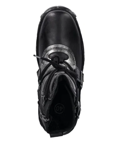 New Rock 120mm Buckle Platform Boots In Black