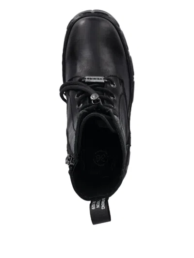 New Rock 120mm Lace-up Platform Boots In Black