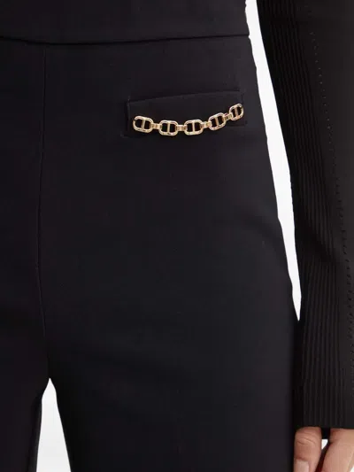 Twinset Chain-detail Flared Trousers In Black