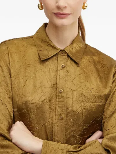 Pinko Point-collar Long-sleeve Mini Shirt Dress In Green