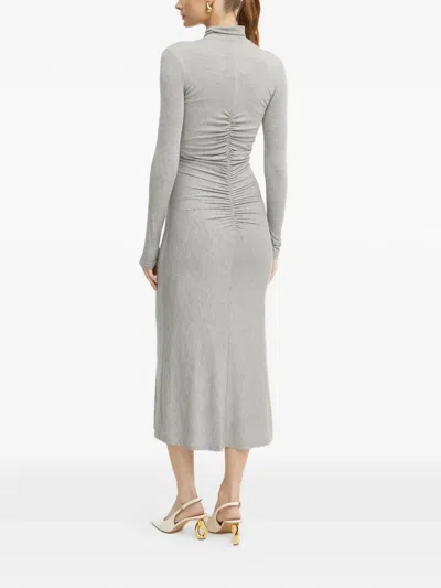 Pinko Zip-up Ruched Midi Dress In Gray