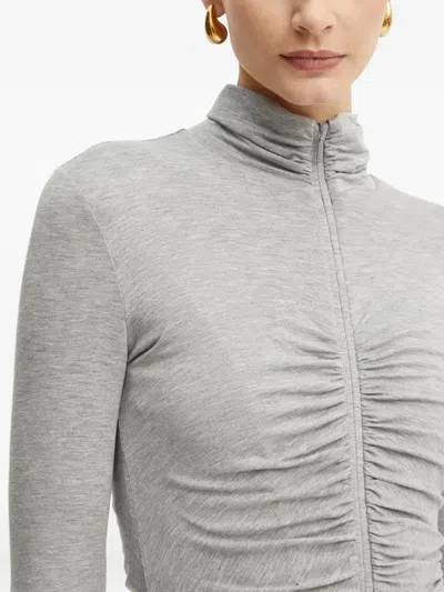 Pinko Zip-up Ruched Midi Dress In Gray