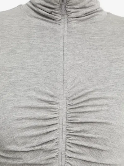 Pinko Zip-up Ruched Midi Dress In Gray