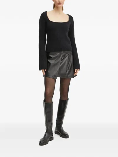 Pinko Square-neck Flared-sleeves Sweater In Black