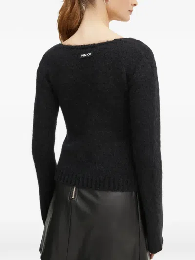 Pinko Square-neck Flared-sleeves Sweater In Black