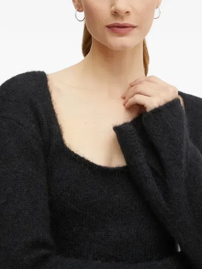 Pinko Square-neck Flared-sleeves Sweater In Black