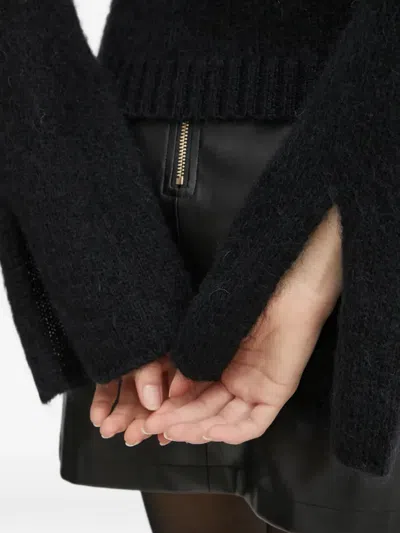 Pinko Square-neck Flared-sleeves Sweater In Black