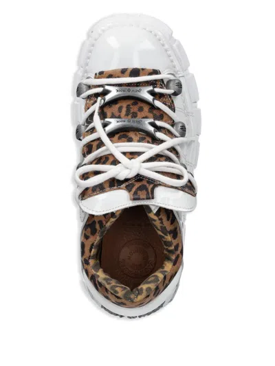 New Rock 60mm Leopard Platform Sneakers In White