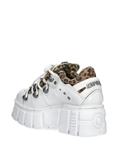 New Rock 60mm Leopard Platform Sneakers In White