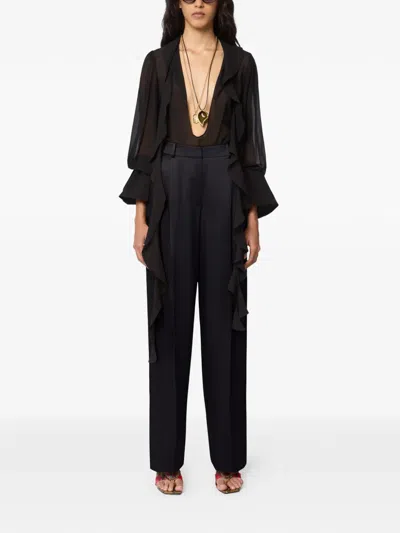 Nina Ricci Crepe Satin Trousers In Black