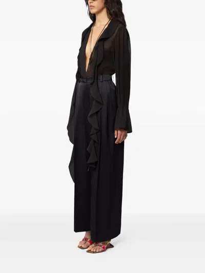 Nina Ricci Crepe Satin Trousers In Black