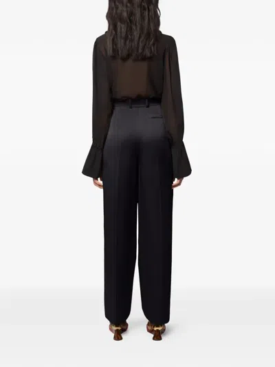 Nina Ricci Crepe Satin Trousers In Black