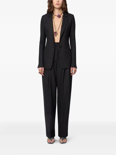 Nina Ricci Pinstriped-pattern Wide-leg Trousers In Black