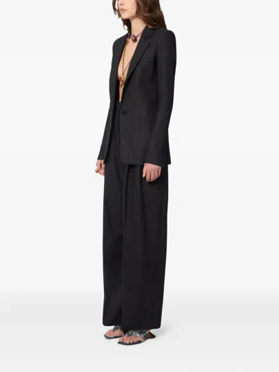 Nina Ricci Pinstriped-pattern Wide-leg Trousers In Black
