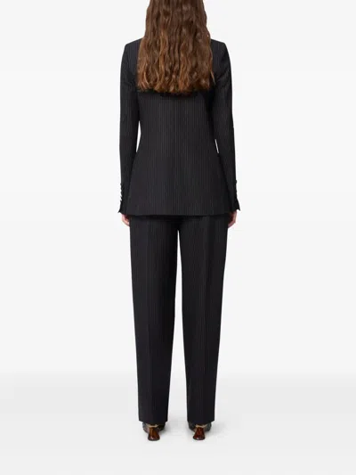 Nina Ricci Pinstriped-pattern Wide-leg Trousers In Black