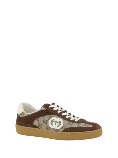 Gucci Men G75 Low-top Supreme Gg Fabric And Suede Sneakers In Multi
