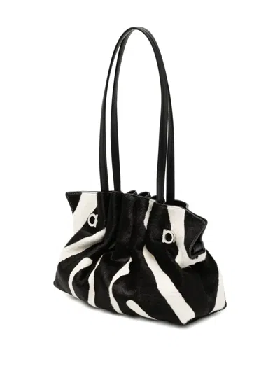 Ferragamo Animal-printed Calf Hair Shoulder Bag In Multi
