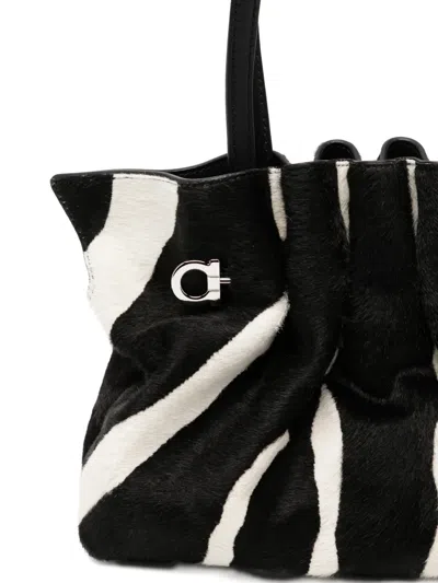 Ferragamo Animal-printed Calf Hair Shoulder Bag In Multi