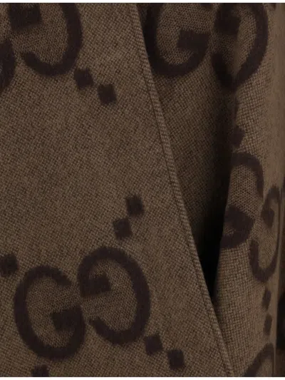Gucci Embroidered Reversible Cashmere Cape In Brown