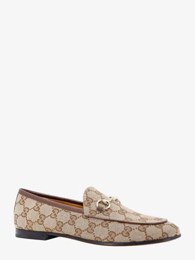 Gucci Women Gg Fabric Jordaan Loafers In Brown