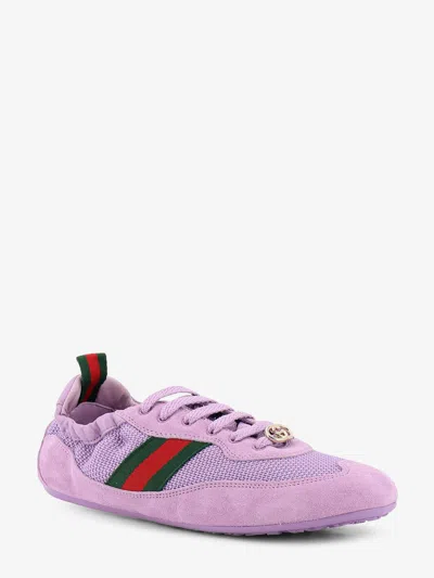 Gucci Fabric And Suede Shift Sneakers Mesh Panels In Purple