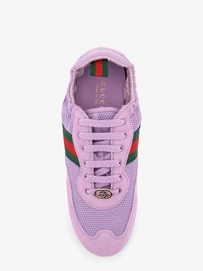 Gucci Fabric And Suede Shift Sneakers Mesh Panels In Purple