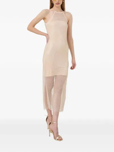 Patrizia Pepe Embellished Midi Dress In Neutral