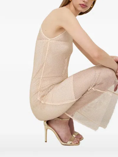 Patrizia Pepe Embellished Midi Dress In Neutral