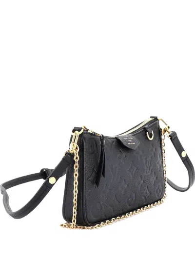 Pre-owned Louis Vuitton Easy Pouch On Strap Monogram Empreinte Leather Shoulder Bag In Black