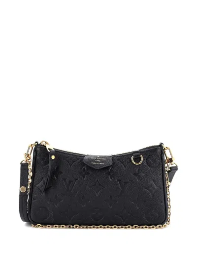 Pre-owned Louis Vuitton Easy Pouch On Strap Monogram Empreinte Leather Shoulder Bag In Black