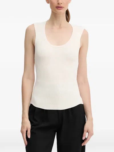 Twinset Sleeveless Ribbed Tank Top In Neutral
