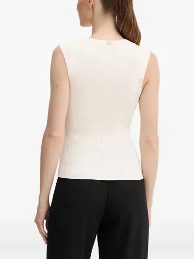 Twinset Sleeveless Ribbed Tank Top In Neutral