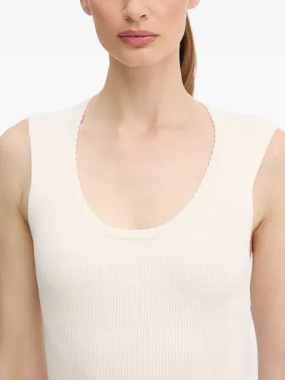 Twinset Sleeveless Ribbed Tank Top In Neutral