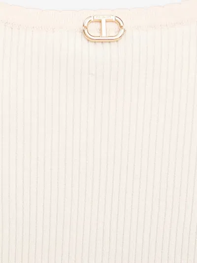 Twinset Sleeveless Ribbed Tank Top In Neutral