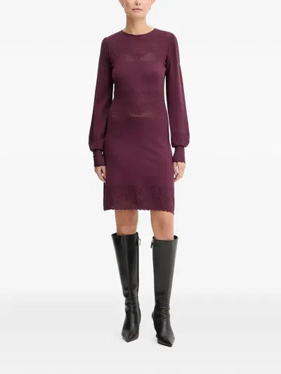 Twinset Long-sleeve Mini Dress In Burgundy
