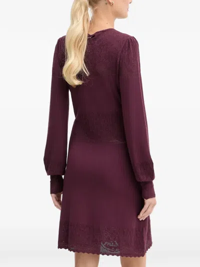 Twinset Long-sleeve Mini Dress In Burgundy