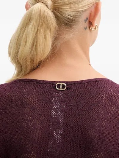 Twinset Long-sleeve Mini Dress In Burgundy