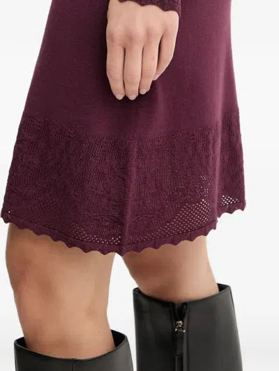 Twinset Long-sleeve Mini Dress In Burgundy