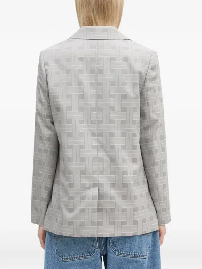 Kenzo Patterned Double-breasted Blazer In Gray