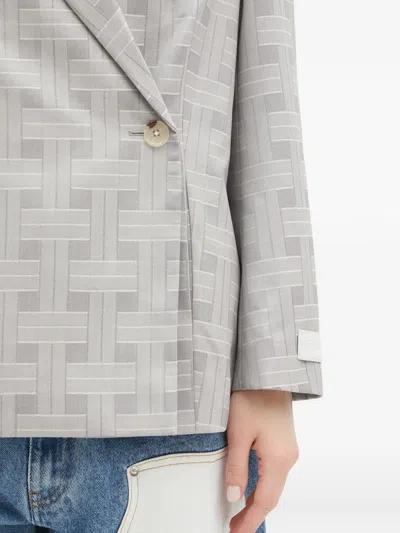 Kenzo Patterned Double-breasted Blazer In Gray