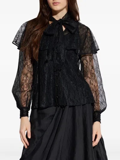 Allsaints Athena Lace Tie Shirt In Black