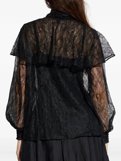 Allsaints Athena Lace Tie Shirt In Black