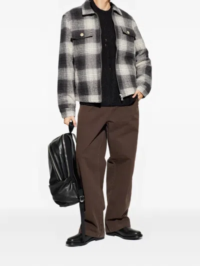 Allsaints Matheson Check Organic Cotton Jacket In Black