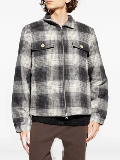 Allsaints Matheson Check Organic Cotton Jacket In Black