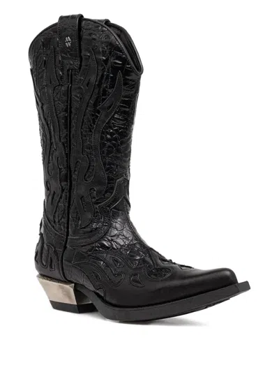 New Rock M-7928-s1 Western Cowboy Boots Leather In Black