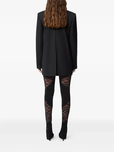 Nina Ricci Patchwork Leggings Lace Panels Sheer Waistband In Black