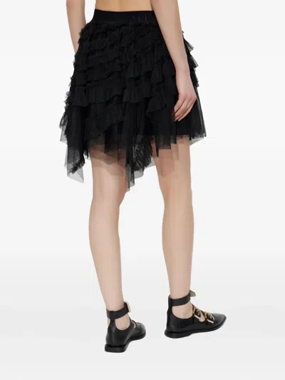 Allsaints Womens Jayde Branded-waist Tulle Woven Mini Skirt Black