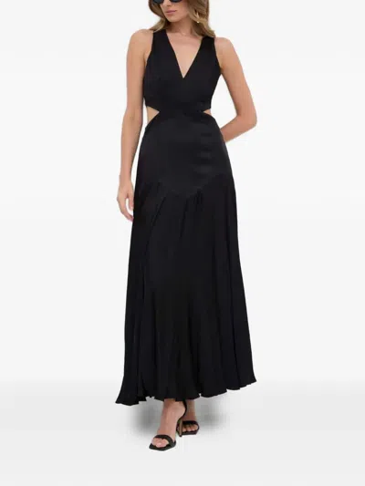 Twinset V-neck Sleeveless Maxi Dress In Black