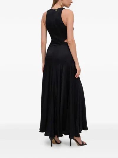 Twinset V-neck Sleeveless Maxi Dress In Black
